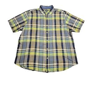 Woolrich Shirt Adult XL Green Plaid Button Up Short Sleeve Camp Hiking Mens